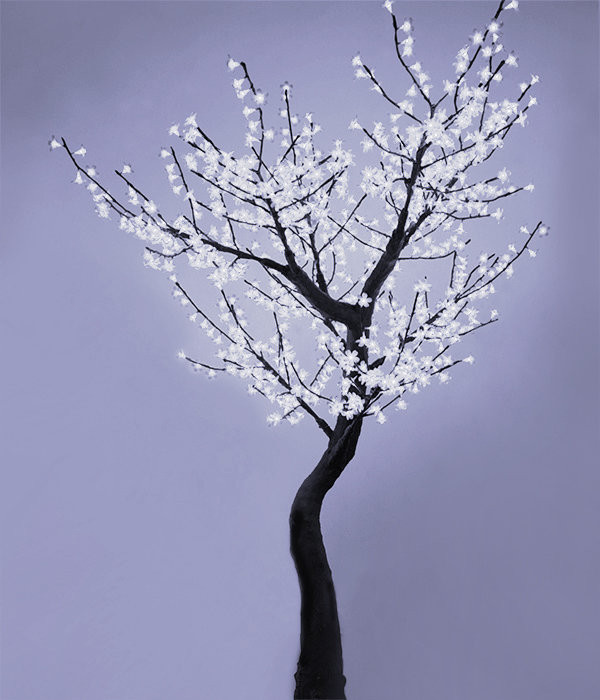 Светодиодная флористика дерево Сакура 2.5 м., 220V, 800 холодных белых LED ламп, черный провод, Beauty Led (S10-250-W)