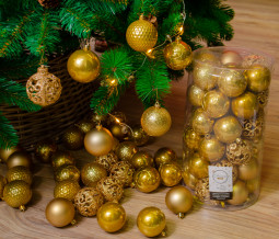 Набор пластиковых шаров Королевский 60 мм, темно-золотой, 37 шт, Kaemingk (020829)