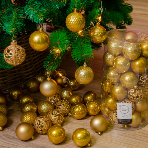 Набор пластиковых шаров Королевский 60 мм, темно-золотой, 37 шт, Kaemingk (020829)