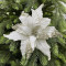 Декоративный цветок Пуансеттия 28 см., шампань, на клипсе, Christmas De Luxe (85662-87154)