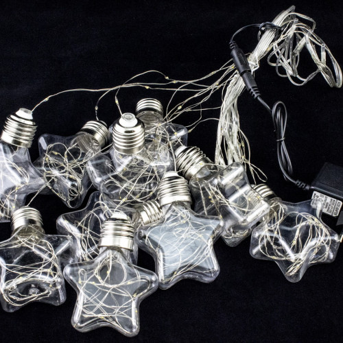 Гирлянда бахрома Звезда 3*0,7*0,5 м., 10 разноцветных LED ламп, прозрачный провод, Winner (m.02.4T.10L-8Star)