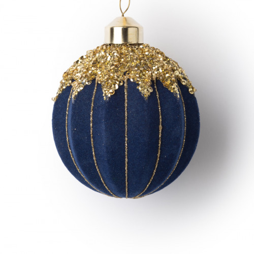 Винтажный стеклянный шар Царский сапфир 8 см., 1 шт., Karlsbach (12698) в Санкт-Петербурге
