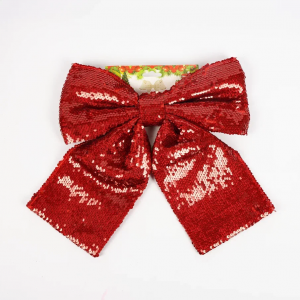 Бант Гретта 25x28 см., 1 шт., красный, пайетки, Christmas DeLuxe (14250)