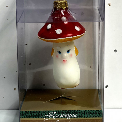 Елочное украшение Мухомор, стекло, 9,5 см., 1 шт., Витус (А55)