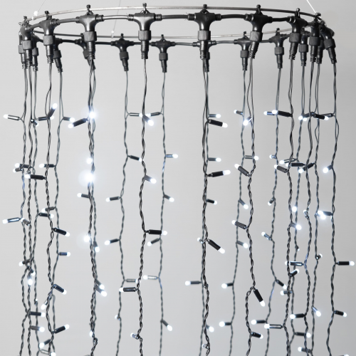Светодиодный занавес 2*3 м., 600 LED, холодный белый, статика, черный провод каучук, LTC (ECO602-1-2W)