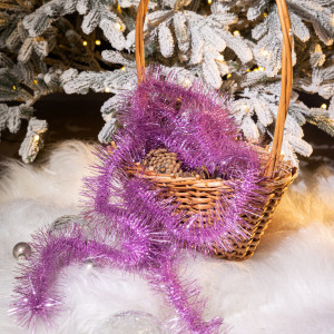 Мишура Винтажная д.75 мм., дл.2,7 м.,лиловый, КАЗ КОМ (М-128/лиловый)