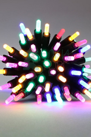 Светодиодная нить Самоцветы 100 разноцветных LED ламп, 10 м., 220В, зеленый провод, Beauty Led (SAM100-13-2M)