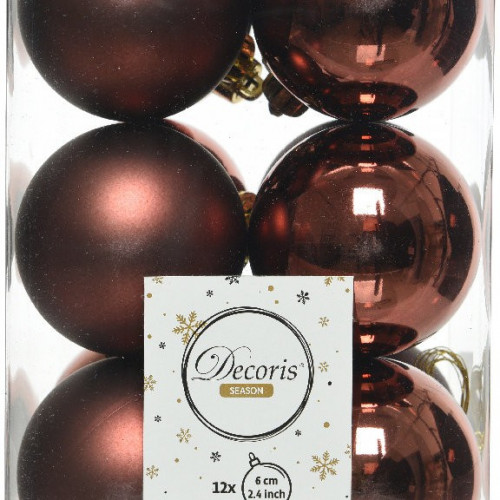 Набор пластиковых шаров Дивный 60 мм, палисандровый, 12 шт, Kaemingk (021998)