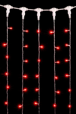 Светодиодный занавес 1*6 м., 600 красных LED ламп, прозрачный провод провод ПВХ, LTC (PCL601-10-2R)