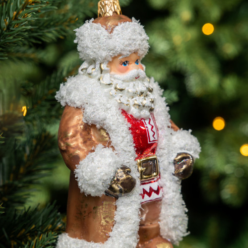 Елочное украшение Дед Мороз в дублёнке и красной рубашке, стекло, 16 см., 1 шт., Витус (59117) в Санкт-Петербурге