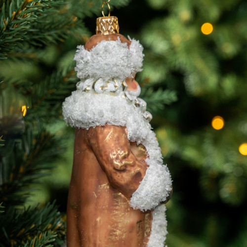 Елочное украшение Дед Мороз в дублёнке и красной рубашке, стекло, 16 см., 1 шт., Витус (59117)