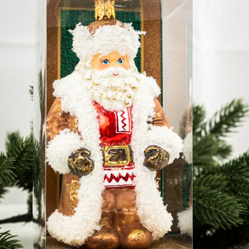 Елочное украшение Дед Мороз в дублёнке и красной рубашке, стекло, 16 см., 1 шт., Витус (59117) в Санкт-Петербурге