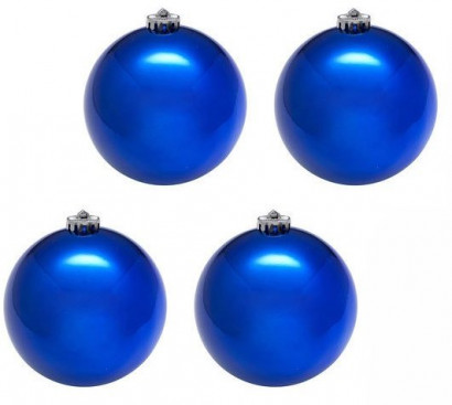 Набор пластиковых шаров Новогодний, 100 мм, цвет синий, глянец, 4 шт,  Snowmen (ЕК0040)