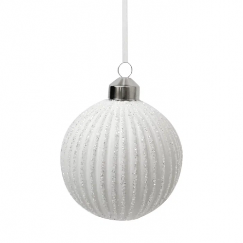 Набор винтажных стеклянных шаров Белый танец 80 мм., белый, 9 шт., Christmas DeLuxe (13038)