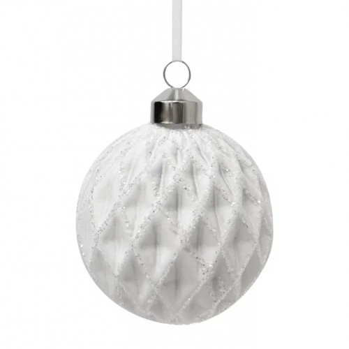 Набор винтажных стеклянных шаров Белый танец 80 мм., белый, 9 шт., Christmas DeLuxe (13038)