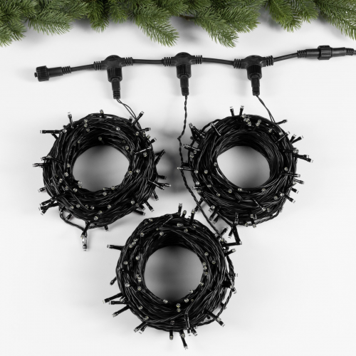 Гирлянда Клип-лайт 3 нити по 20 м., IP44, УМС, 399 холодных белых LED, мерцание, 24 В, Luazon Lighting  (964211)