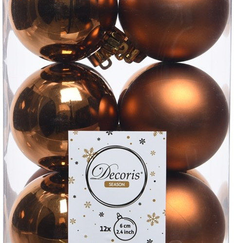 Набор пластиковых шаров Дивный 60 мм, медный, 12 шт, Kaemingk (021992)