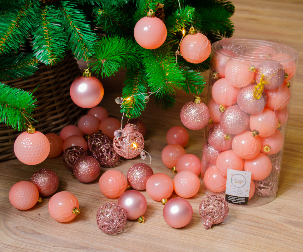 Набор пластиковых шаров Королевский 60 мм, карамельно-розовый, 37 шт, Kaemingk (020832) в Казани