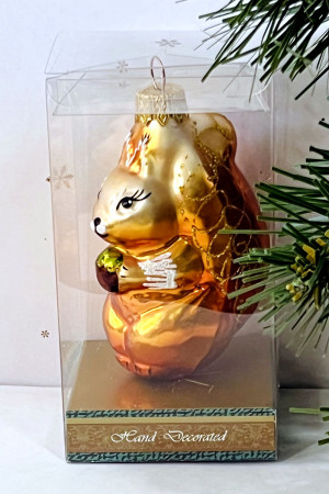 Елочное украшение Белочка, стекло, 9 см., 1 шт., Витус (А65)