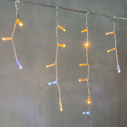 Светодиодная бахрома с колпачком 3,1*0,5 м., 120 желтых LED ламп, мерцание, прозрачный провод ПВХ, IP65, LTC (PIL120BLWCAP-10-2Y)