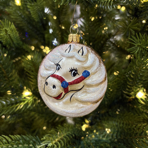 Ёлочное украшение Лошадка 90 мм., золотой, стекло, Ёлочка (С1151/1)