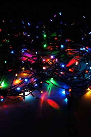 Светодиодная гирлянда, 500 разноцветных LED ламп, контроллер, длина 19 м, черный провод PVC (Led500-Color-Black)