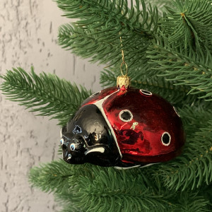 Елочное украшение Божья коровка большая, стекло, Витус (59155) 