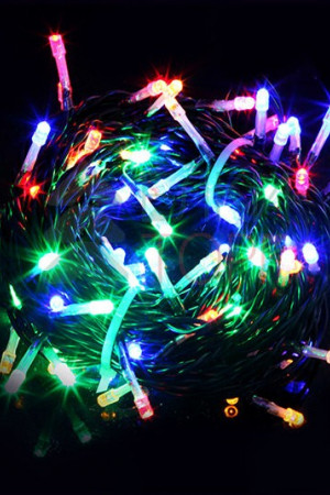 Светодиодная гирлянда мерцающая 10 м, 220-230V., 100 разноцветных LED ламп, черный ПВХ, Beauty Led (PST100BL-11-2M)