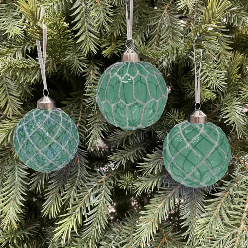 Набор винтажных стеклянных шаров Блестящий изумруд 80 мм., изумрудный, 9 шт., Christmas DeLuxe (13044)