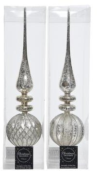 Макушка на елочку винтажная Багдад 36 см, серебро, стекло, волна, KAEMINGK (173306/2)