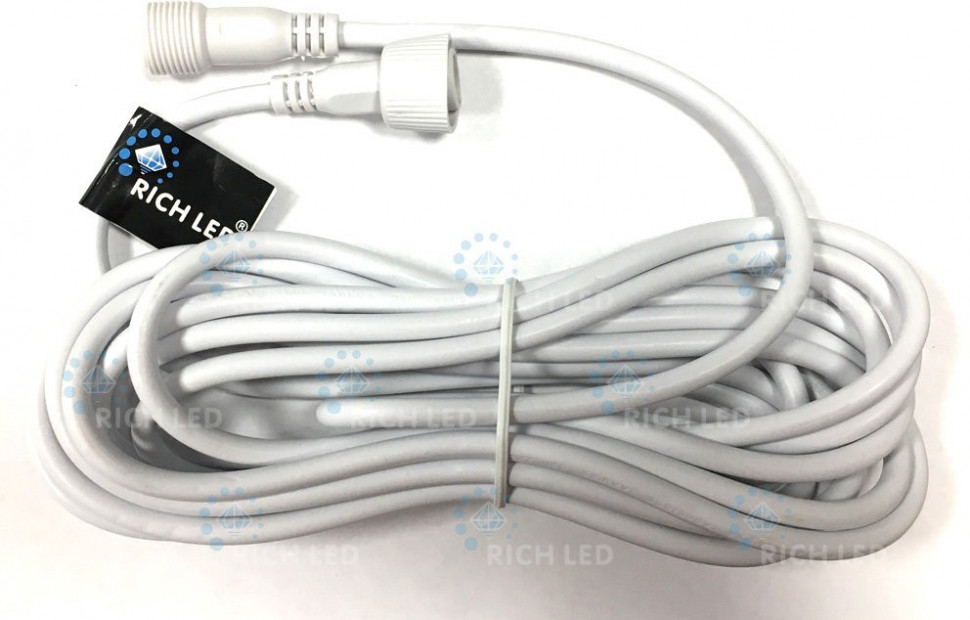 Удлинитель универсальный 2 pin 5 м., для нитей 10 м, бахромы, занавесов, белый цвет, Rich LED (RL-EC2-5-W)