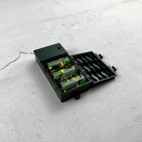 Светодиодная гирлянда 5 м., 3 батарейки типа D 4.5V, 50 LED ламп цвета шампань, таймер, прозрачный провод, LTC (EST50-4W10-8CH)