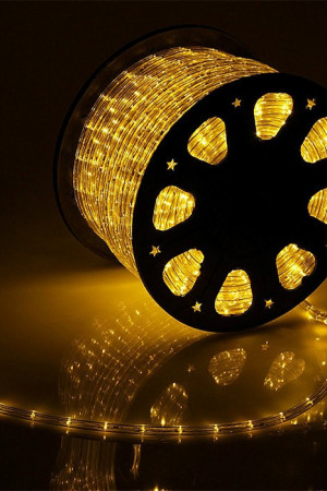 Дюралайт круглый направленный диаметр 13 мм., 220V., желтые LED лампы, бухта 100 м., Laitcom (F3-R2-220V-Y)