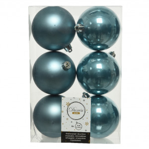 Набор пластиковых шаров Парис 80 мм., голубой рассвет, 6 шт., Kaemingk (022287)