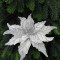 Декоративный цветок Шанель 27*35 см., белый с серебром, на клипсе, House of seasons (83423)