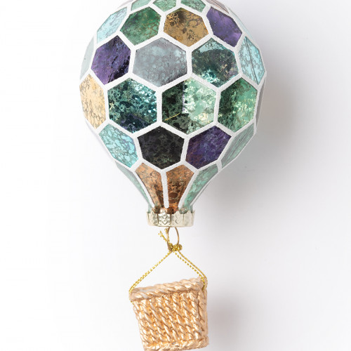 Винтажная стеклянная подвеска Воздушный шар  h-16,5 см., 1 шт., зеленый,  Karlsbach (12825)