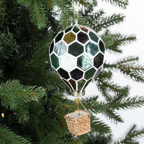 Винтажная стеклянная подвеска Воздушный шар  h-16,5 см., 1 шт., зеленый,  Karlsbach (12825)