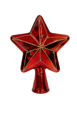 Елочная стеклянная макушка звезда Рубиновые лучи, 18 см., красный, Christmas DeLuxe (13958)