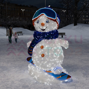 Светодиодная фигура из мишуры Снеговик Сноубордист 2.45 м., Conso (3DGR812)