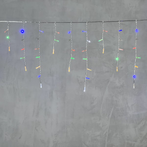 Светодиодная бахрома с колпачком 3,1*0,5 м., 120 разноцветных LED ламп, мерцание, прозрачный провод ПВХ, IP65, LTC (PIL120BLWCAP-10-2M)