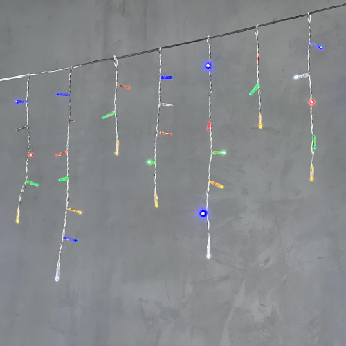 Светодиодная бахрома с колпачком 3,1*0,5 м., 120 разноцветных LED ламп, мерцание, прозрачный провод ПВХ, IP65, LTC (PIL120BLWCAP-10-2M)