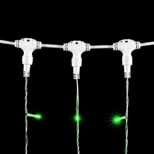 Светодиодный занавес 1*6 м., 600 зеленый LED ламп, прозрачный провод ПВХ, LTC (PCL601-10-2G)