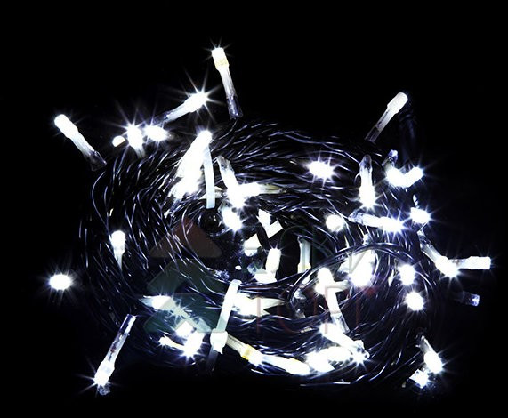 Светодиодная гирлянда мерцающая 10 м, 220-230V., 100 холодных белых LED ламп, черный ПВХ, Beauty Led (PST100BL-11-2W)