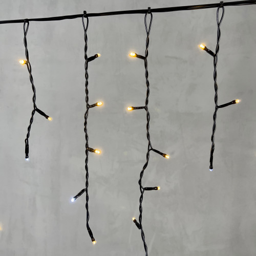 Светодиодная бахрома 3,1*0,5 м., 150 теплых белых LED ламп, мерцание, черный провод ПВХ, LTC (PIL150BLW-11-2WW) в Санкт-Петербурге