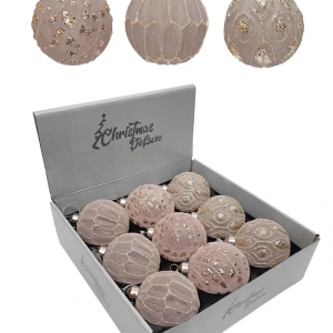 Набор винтажных стеклянных шаров Старый замок 80 мм., кремовый, 9 шт., Christmas DeLuxe (13041)