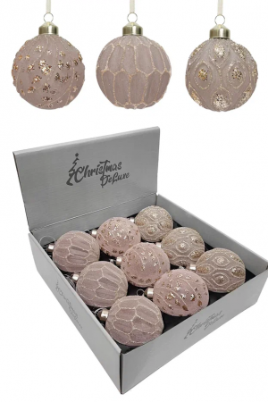 Набор винтажных стеклянных шаров Старый замок 80 мм., кремовый, 9 шт., Christmas DeLuxe (13041)