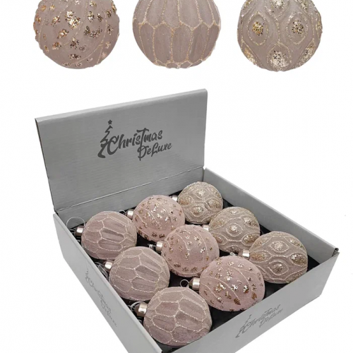 Набор винтажных стеклянных шаров Старый замок 80 мм., кремовый, 9 шт., Christmas DeLuxe (13041)