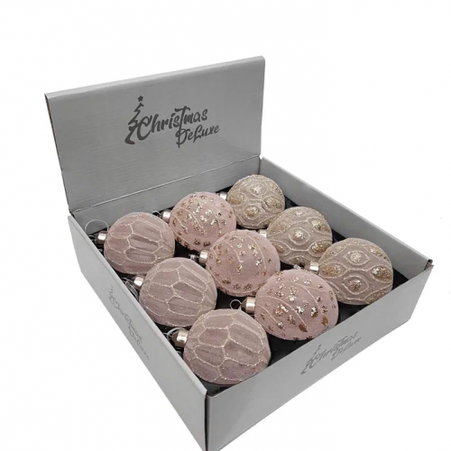 Набор винтажных стеклянных шаров Старый замок 80 мм., кремовый, 9 шт., Christmas DeLuxe (13041)