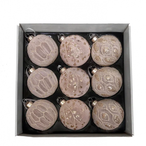 Набор винтажных стеклянных шаров Старый замок 80 мм., кремовый, 9 шт., Christmas DeLuxe (13041)