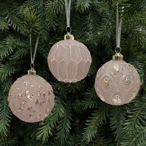 Набор винтажных стеклянных шаров Старый замок 80 мм., кремовый, 9 шт., Christmas DeLuxe (13041)